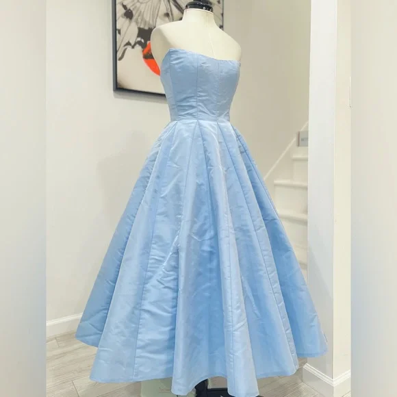 MARKARIAN Fiorela Light Blue Strapless Midi Dress - Picture 7 of 13